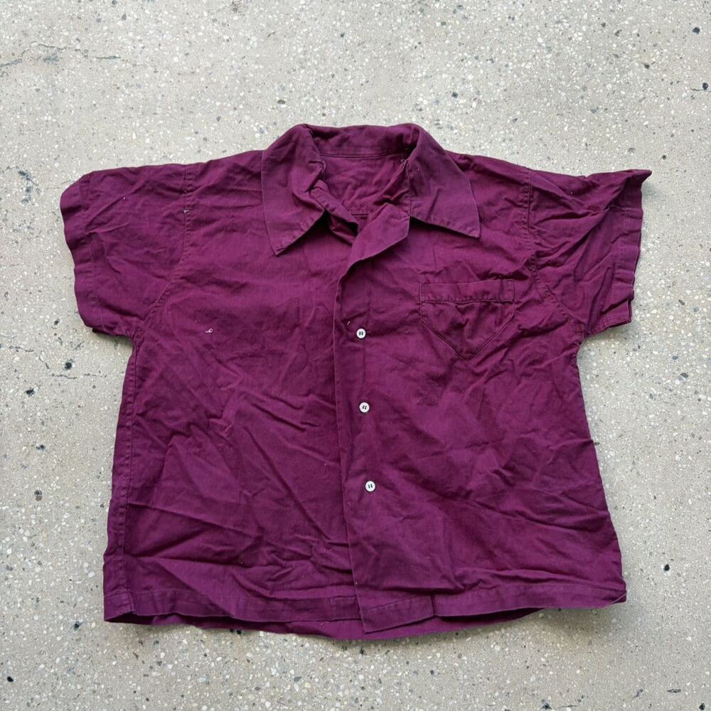 Vintage 50s Purple Boxy Cotton Envelope Pocket Shirt